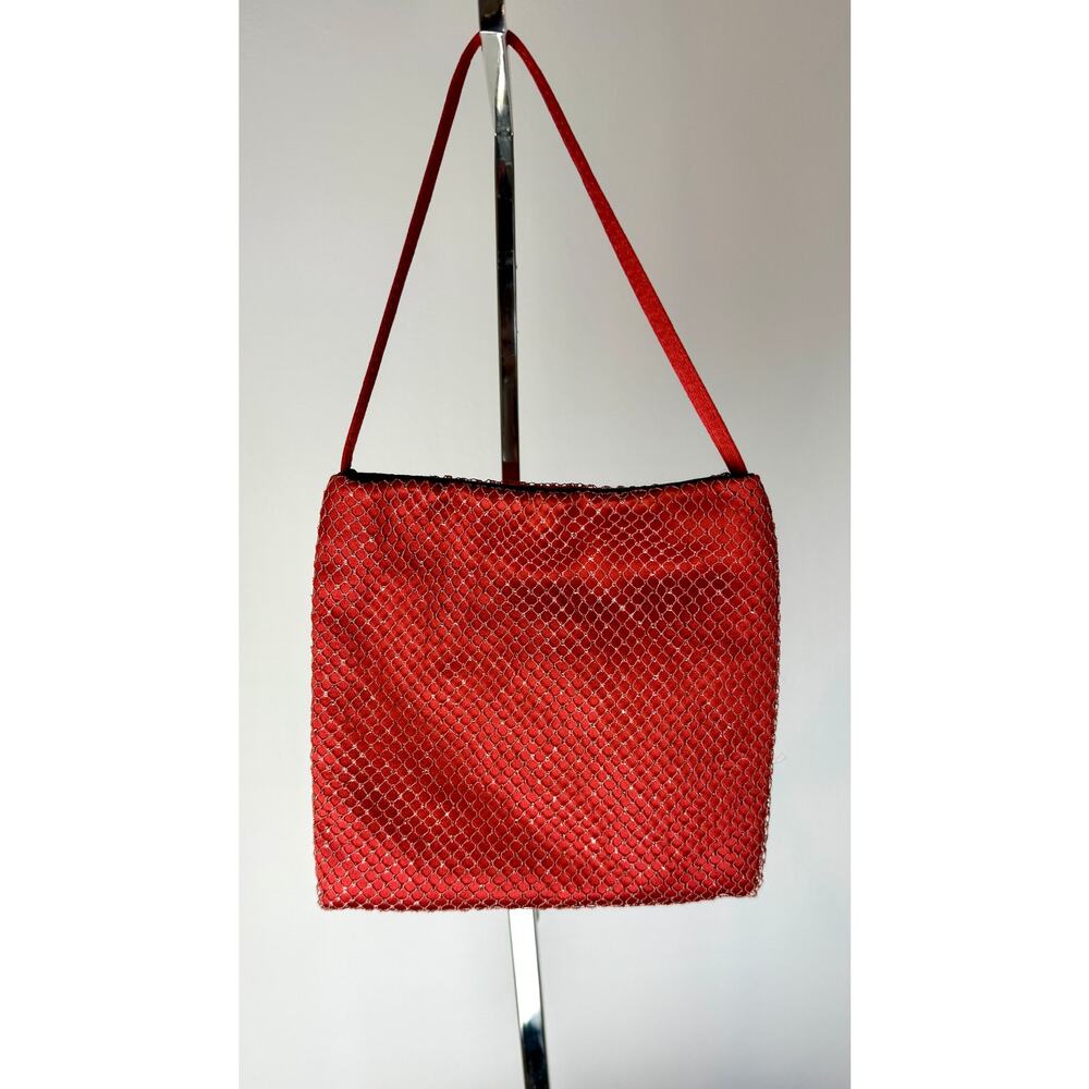F/W 1999 Giorgio Armani Red Silk Mini Bag with Golden Net